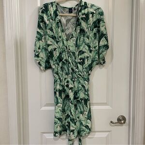 Kaari Blue curvy, Leaf Pattern‎ short all one piece outfit size 2X